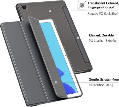 ETUI SAMSUNG GALAXY TAB A7 10.4 CIEMNE SZARE ZAMYKANE Z KLAPKĄ MAGNES