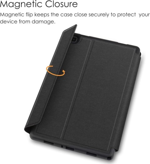 ETUI SAMSUNG GALAXY TAB A7 ZAMYKANE Z KLAWIATURĄ KABEL USB CIEMNE SZARE