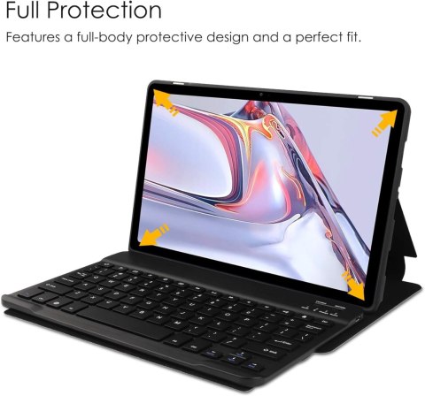 ETUI SAMSUNG GALAXY TAB A7 ZAMYKANE Z KLAWIATURĄ KABEL USB CIEMNE SZARE