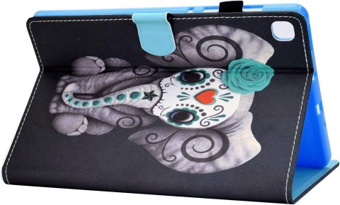 ETUI SAMSUNG GALAXY TAB S6 LITE +RYSIK CIEMNY ZIELONY WZÓR SŁOŃ SM-P615