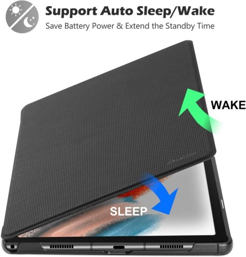 ETUI TABLET SAMSUNG GALAXY TAB A8 10.5" ZAMYKANE CZARNE Z KLAPKĄ SM-X205