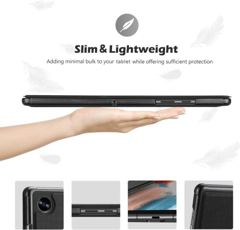 ETUI TABLET SAMSUNG GALAXY TAB A8 10.5" ZAMYKANE CZARNE Z KLAPKĄ SM-X205