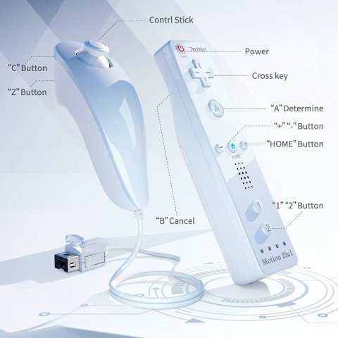 KONTROLER do Wii Motion Plus Nunchuck zamiennik BIAŁY 1kpl TechKen KONTROLER do Wii Motion Plus Nunchuck zamiennik BIAŁY 1kpl TechKen
