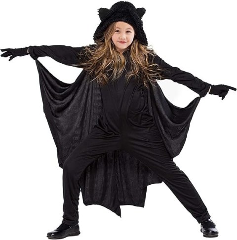 KOSTIUM HALLOWEEN NIETOPERZ PELERYNA RĘKAWICZKI WAMPIR COSPLAY L 130-140cm KOSTIUM HALLOWEEN NIETOPERZ PELERYNA RĘKAWICZKI WAMPIR COSPLAY L 130-140cm