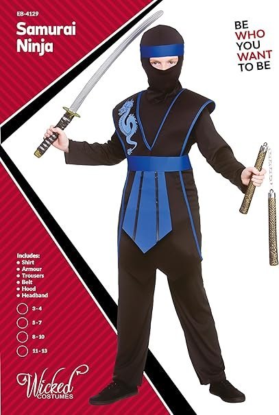 KOSTIUM STRÓJ PRZEBRANIE HALLOWEEN SAMURAJ NINJA WOJOWNIK NIEBIESKI 134-146 KOSTIUM STRÓJ PRZEBRANIE HALLOWEEN SAMURAJ NINJA WOJOWNIK NIEBIESKI 134-146