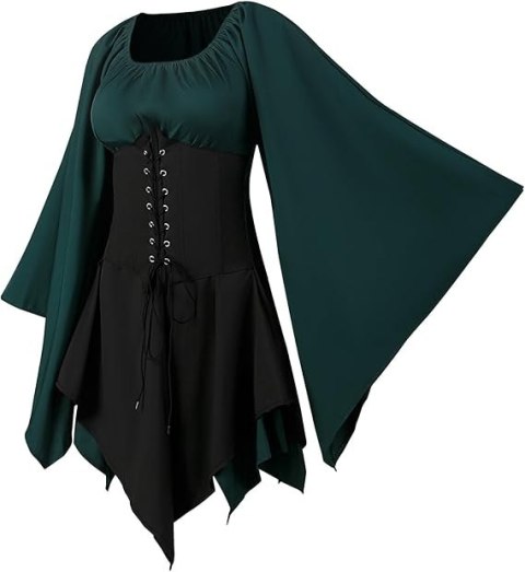 SUKIENKA DAMSKA KOSTIUM RENESANSOWY IRLANDZKI MINI SZEROKIE RĘKAWY 2XL SUKIENKA DAMSKA KOSTIUM RENESANSOWY IRLANDZKI MINI SZEROKIE RĘKAWY 2XL