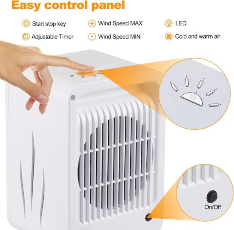 TERMOWENTYLATOR GRZEJNIK ELEKTRYCZNY MAŁY 1200W 3 TRYBY TIMER KOLOROWY LED