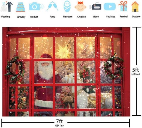 TŁO WINYLOWE FOTOGRAFICZNE 2,1x1,5m BOŻE NARODZENIE MIKOŁAJ OKNO TŁO WINYLOWE FOTOGRAFICZNE 2,1x1,5m BOŻE NARODZENIE MIKOŁAJ OKNO