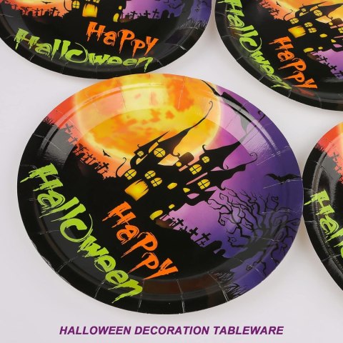 ZESTAW ZASTAWY STOŁOWEJ NA IMPREZĘ HALLOWEEN TALERZE KUBKI SŁOMKI OBRUS 52e ZESTAW ZASTAWY STOŁOWEJ NA IMPREZĘ HALLOWEEN TALERZE KUBKI SŁOMKI OBRUS 52e