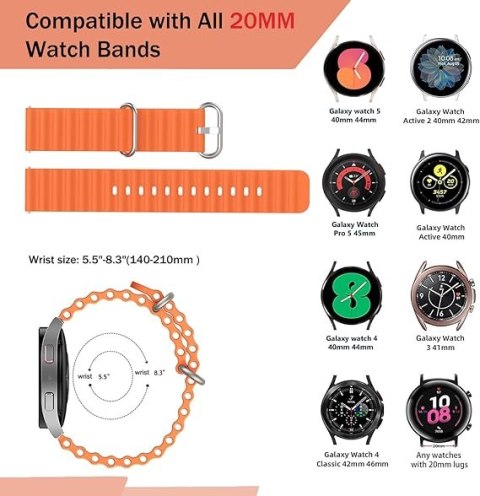 2xPASEK DO ZEGARKA Samsung Galaxy Watch 5/4 SILIKON ZIELONY POMARAŃCZ 20mm 2xPASEK DO ZEGARKA Samsung Galaxy Watch 5/4 SILIKON ZIELONY POMARAŃCZ 20mm