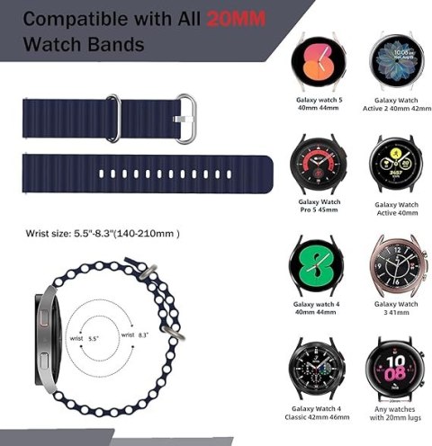 2xPASEK DO ZEGARKA Samsung Galaxy Watch 5/4/3 SILIKONOWY CZARNY NIEBIESKI 20mm 2xPASEK DO ZEGARKA Samsung Galaxy Watch 5/4/3 SILIKONOWY CZARNY NIEBIESKI 20mm
