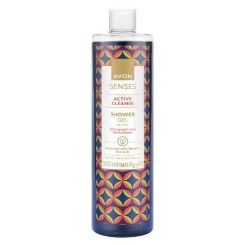 AVON ŻEL POD PRYSZNIC MĘSKI ACTIVE CLEANSE GREJPFRUT CZARNY PIEPRZ 500ML AVON ŻEL POD PRYSZNIC MĘSKI ACTIVE CLEANSE GREJPFRUT CZARNY PIEPRZ 500ML