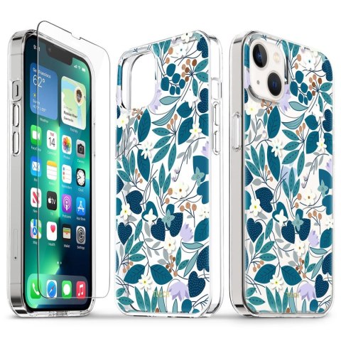 ETUI APPLE IPHONE 13/14 PRZEZROCZYSTY KWIATY LIŚCIE TUCCH SILIKON +SZKŁO ETUI APPLE IPHONE 13/14 PRZEZROCZYSTY KWIATY LIŚCIE TUCCH SILIKON +SZKŁO