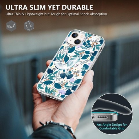 ETUI APPLE IPHONE 13/14 PRZEZROCZYSTY KWIATY LIŚCIE TUCCH SILIKON +SZKŁO ETUI APPLE IPHONE 13/14 PRZEZROCZYSTY KWIATY LIŚCIE TUCCH SILIKON +SZKŁO