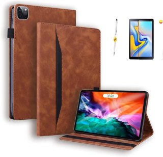 ETUI DO APPLE IPAD AIR 4 10.9" Z KLAPKĄ BRĄZOWY EKO SKÓRA +SZKŁO +RYSIK