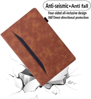 ETUI DO APPLE IPAD AIR 4 10.9" Z KLAPKĄ BRĄZOWY EKO SKÓRA +SZKŁO +RYSIK