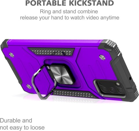 ETUI DO SAMSUNG GALAXY A03S/A02S SILIKONOWE Z UCHWYTEM FIOLETOWE +2xSZKŁO