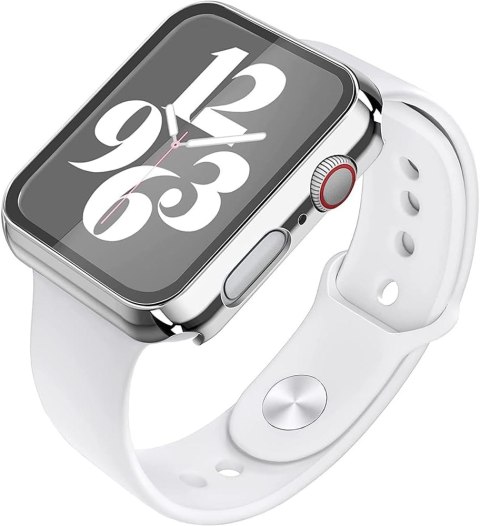 ETUI SZKŁO HARTOWANE DO APPLE WATCH SERIES 6/5/4/SE 44 MM RAMKA SREBRNA ETUI SZKŁO HARTOWANE DO APPLE WATCH SERIES 6/5/4/SE 44 MM RAMKA SREBRNA