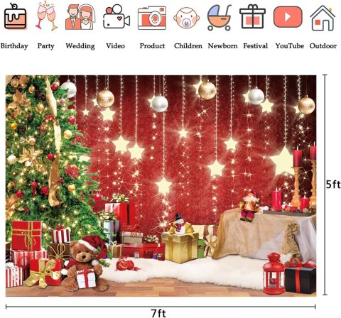 TŁO WINYLOWE FOTOGRAFICZNE 210x150cm BOŻE NARODZENIE BOMBKI CZERWONE TŁO WINYLOWE FOTOGRAFICZNE 210x150cm BOŻE NARODZENIE BOMBKI CZERWONE