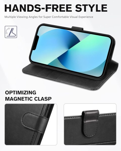 ETUI POKROWIEC DO APPLE IPHONE 13 6.1" EKOSKÓRA CZARNY ZAMYKANY Z KLAPKĄ ETUI POKROWIEC DO APPLE IPHONE 13 6.1" EKOSKÓRA CZARNY ZAMYKANY Z KLAPKĄ