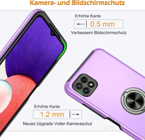 ETUI POKROWIEC DO SAMSUNG GALAXY A22 5G FIOLETOWE SOLIDNE PLECKI +PIERŚCIEŃ ETUI POKROWIEC DO SAMSUNG GALAXY A22 5G FIOLETOWE SOLIDNE PLECKI +PIERŚCIEŃ