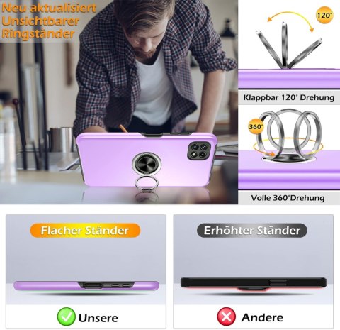 ETUI POKROWIEC DO SAMSUNG GALAXY A22 5G FIOLETOWE SOLIDNE PLECKI +PIERŚCIEŃ ETUI POKROWIEC DO SAMSUNG GALAXY A22 5G FIOLETOWE SOLIDNE PLECKI +PIERŚCIEŃ