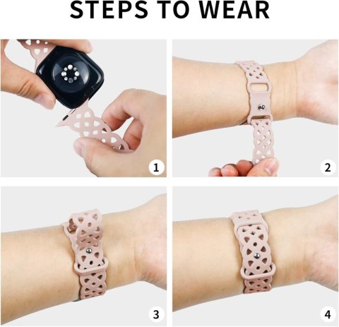 PASEK DO ZEGARKA APPLE WATCH 38/40/41 mm SE/9/8/7/6/5/4/3/2/1 RÓŻOWY AŻUR PASEK DO ZEGARKA APPLE WATCH 38/40/41 mm SE/9/8/7/6/5/4/3/2/1 RÓŻOWY AŻUR