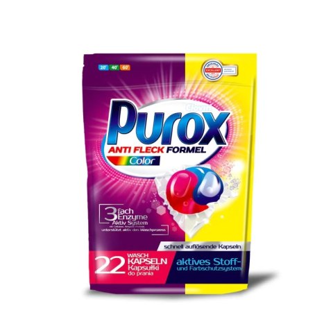 PUROX KAPSUŁKI ŻELOWE DO PRANIA COLOR TKANINY KOLOROWE 22SZT PUROX KAPSUŁKI ŻELOWE DO PRANIA COLOR TKANINY KOLOROWE 22SZT