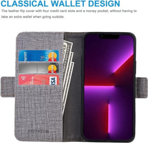 ZAMYKANE ETUI Z KLAPKĄ DO APPLE IPHONE 13 PRO MAX 6.7" +2X SZKŁO HARTOWANE