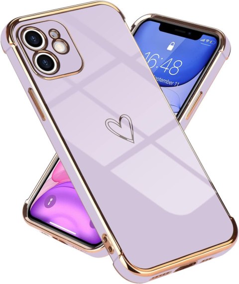 ETUI APPLE IPHONE 11 PRO SILIKONOWE FIOLETOWE PLECKI ZŁOTA RAMKA SERDUSZKO ETUI APPLE IPHONE 11 PRO SILIKONOWE FIOLETOWE PLECKI ZŁOTA RAMKA SERDUSZKO