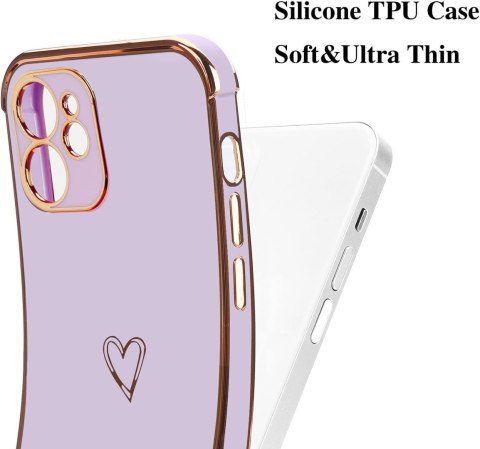 ETUI APPLE IPHONE 11 PRO SILIKONOWE FIOLETOWE PLECKI ZŁOTA RAMKA SERDUSZKO ETUI APPLE IPHONE 11 PRO SILIKONOWE FIOLETOWE PLECKI ZŁOTA RAMKA SERDUSZKO