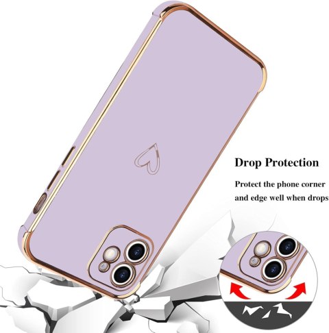 ETUI APPLE IPHONE 11 PRO SILIKONOWE FIOLETOWE PLECKI ZŁOTA RAMKA SERDUSZKO ETUI APPLE IPHONE 11 PRO SILIKONOWE FIOLETOWE PLECKI ZŁOTA RAMKA SERDUSZKO