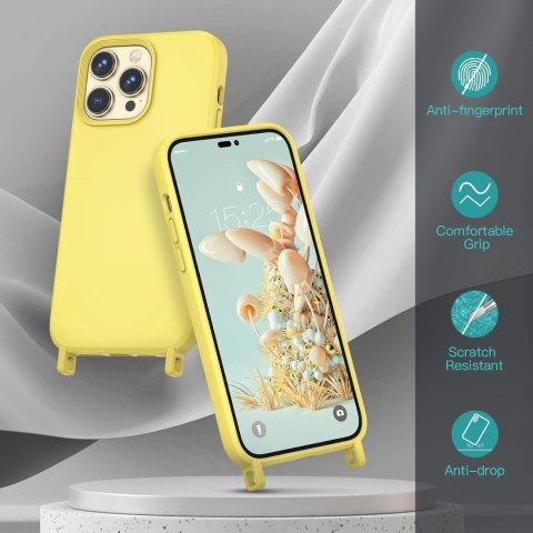 ETUI POKROWIEC APPLE IPHONE 14 PLUS SILIKONOWE PLECKI ŻÓŁTE Z ŁAŃCUSZKIEM ETUI POKROWIEC APPLE IPHONE 14 PLUS SILIKONOWE PLECKI ŻÓŁTE Z ŁAŃCUSZKIEM