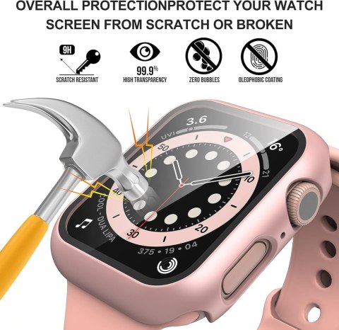 ETUI RÓŻOWE ROSE GOLD NA SMARTWATCH APPLE WATCH 7 41mm OBUDOWA ZE SZKŁEM ETUI RÓŻOWE ROSE GOLD NA SMARTWATCH APPLE WATCH 7 41mm OBUDOWA ZE SZKŁEM