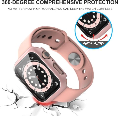 ETUI RÓŻOWE ROSE GOLD NA SMARTWATCH APPLE WATCH 7 41mm OBUDOWA ZE SZKŁEM ETUI RÓŻOWE ROSE GOLD NA SMARTWATCH APPLE WATCH 7 41mm OBUDOWA ZE SZKŁEM