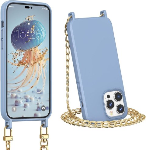 ETUI SILIKONOWE APPLE IPHONE 14 PRO 6.1" CASE NIEBIESKI +2x ZŁOTY ŁAŃCUSZEK ETUI SILIKONOWE APPLE IPHONE 14 PRO 6.1" CASE NIEBIESKI +2x ZŁOTY ŁAŃCUSZEK