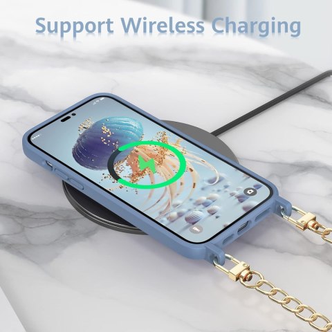 ETUI SILIKONOWE APPLE IPHONE 14 PRO 6.1" CASE NIEBIESKI +2x ZŁOTY ŁAŃCUSZEK ETUI SILIKONOWE APPLE IPHONE 14 PRO 6.1" CASE NIEBIESKI +2x ZŁOTY ŁAŃCUSZEK