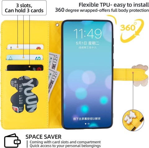 ETUI Z KLAPKĄ DO APPLE IPHONE 12/12 PRO 6.1" ŻÓŁTE Z EKOSKÓRY BIAŁY MIŚ ETUI Z KLAPKĄ DO APPLE IPHONE 12/12 PRO 6.1" ŻÓŁTE Z EKOSKÓRY BIAŁY MIŚ