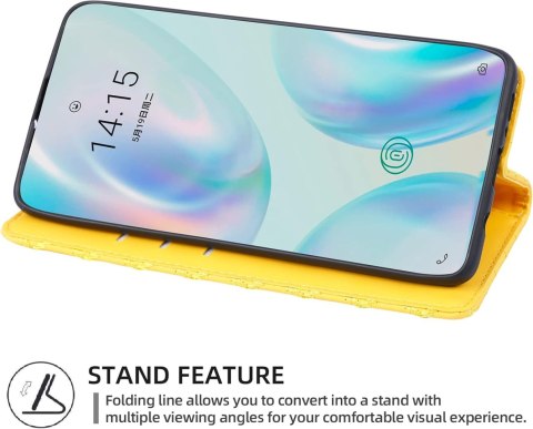 ETUI Z KLAPKĄ DO APPLE IPHONE 12/12 PRO 6.1" ŻÓŁTE Z EKOSKÓRY BIAŁY MIŚ ETUI Z KLAPKĄ DO APPLE IPHONE 12/12 PRO 6.1" ŻÓŁTE Z EKOSKÓRY BIAŁY MIŚ