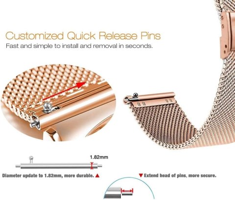 PASEK DO ZEGARKA STAL NIERDZEWNA UNIWERSALNY RÓŻOWE ZŁOTO 22mm PASEK DO ZEGARKA STAL NIERDZEWNA UNIWERSALNY RÓŻOWE ZŁOTO 22mm