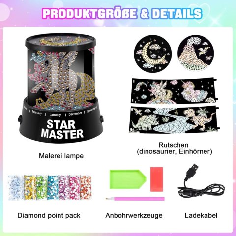 PROJEKTOR GWIAZD LAMPKA NOCNA ZESTAW WZORÓW HAFT DIAMENTOWY DLA DZIECI PROJEKTOR GWIAZD LAMPKA NOCNA ZESTAW WZORÓW HAFT DIAMENTOWY DLA DZIECI