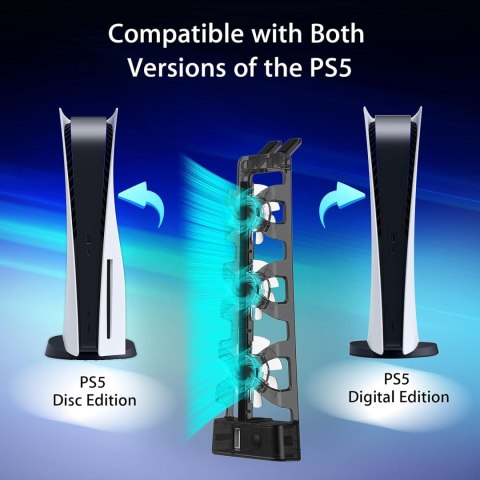 Wentylator chłodzący do PS5 Digital/Disc LED ON/OFF wydajny cichy NexiGo Wentylator chłodzący do PS5 Digital/Disc LED ON/OFF wydajny cichy NexiGo
