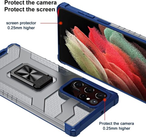 ETUI CASE DO SAMSUNG GALAXY S22 5G BEZBARWNE PLECKI NIEBIESKA RAMKA +RING ETUI CASE DO SAMSUNG GALAXY S22 5G BEZBARWNE PLECKI NIEBIESKA RAMKA +RING