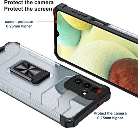 ETUI SAMSUNG GALAXY A13 5G CASE PÓŁTRANSPARENTNE PLECKI CZARNA RAMKA +RING ETUI SAMSUNG GALAXY A13 5G CASE PÓŁTRANSPARENTNE PLECKI CZARNA RAMKA +RING
