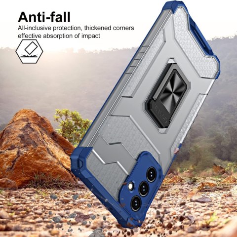 ETUI SAMSUNG GALAXY A52 5G/4G PÓŁTRANSPARENTNE PLECKI NIEBIESKA RAMKA +RING ETUI SAMSUNG GALAXY A52 5G/4G PÓŁTRANSPARENTNE PLECKI NIEBIESKA RAMKA +RING