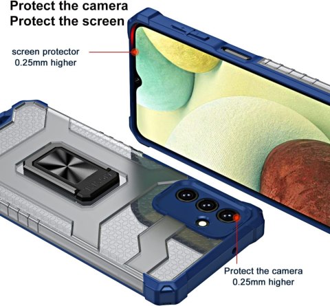 ETUI SAMSUNG GALAXY A52 5G/4G PÓŁTRANSPARENTNE PLECKI NIEBIESKA RAMKA +RING ETUI SAMSUNG GALAXY A52 5G/4G PÓŁTRANSPARENTNE PLECKI NIEBIESKA RAMKA +RING