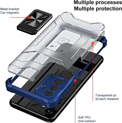 ETUI SAMSUNG GALAXY A52 5G/4G PÓŁTRANSPARENTNE PLECKI NIEBIESKA RAMKA +RING ETUI SAMSUNG GALAXY A52 5G/4G PÓŁTRANSPARENTNE PLECKI NIEBIESKA RAMKA +RING