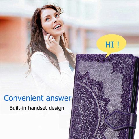 ETUI Z KLAPKĄ DO ZTE BLADE A51 6.52" CASE FIOLETOWY Z EKOSKÓRY Z MANDALĄ ETUI Z KLAPKĄ DO ZTE BLADE A51 6.52" CASE FIOLETOWY Z EKOSKÓRY Z MANDALĄ