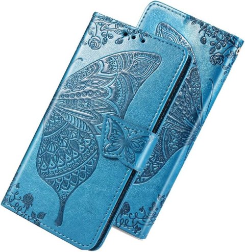 ETUI Z KLAPKĄ DO ZTE BLADE A51 6.52" CASE NIEBIESKI Z MOTYLEM KWIATAMI ETUI Z KLAPKĄ DO ZTE BLADE A51 6.52" CASE NIEBIESKI Z MOTYLEM KWIATAMI