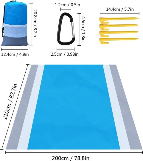 KOC PLAŻOWY PIKNIKOWY MATA KEPMING BIWAK NIEBIESKI WODOODPORNY 200x210 cm KOC PLAŻOWY PIKNIKOWY MATA KEPMING BIWAK NIEBIESKI WODOODPORNY 200x210 cm